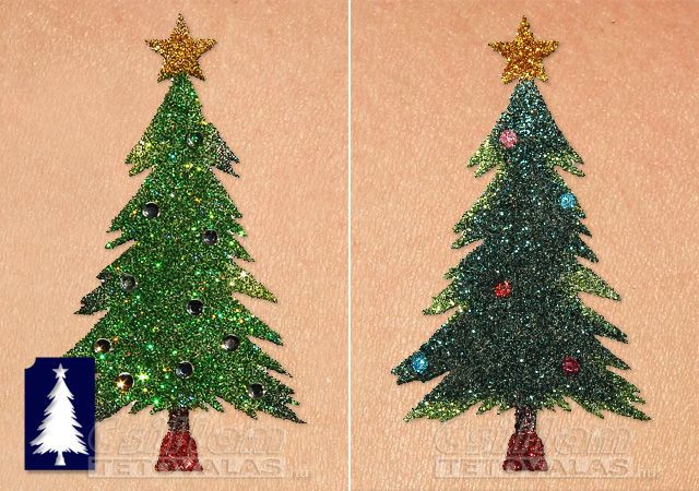 Karácsonyfa csillámtetoválás minta