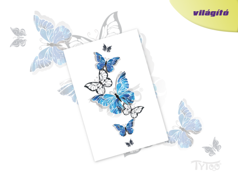 Indás Világító Kék Pillangók Matrica Tetoválás