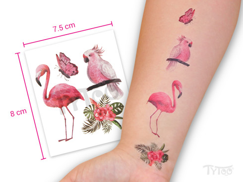 Egzotikus Matrica Tetoválás Minták Flamingóval és Papagájjal
