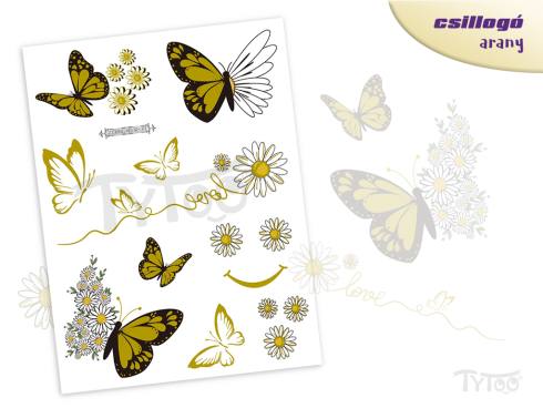 Sárga Pillangók Matrica Tetoválások