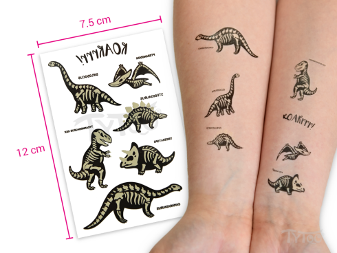 Világító Dinoszauruszok Matrica  Tetoválás