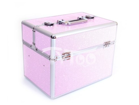 Nagy kozmetikai bőrönd Csillógos Rózsaszín - esztétikai hibával