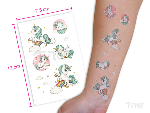 Türkizkék Unikornisok Matrica Tetoválások