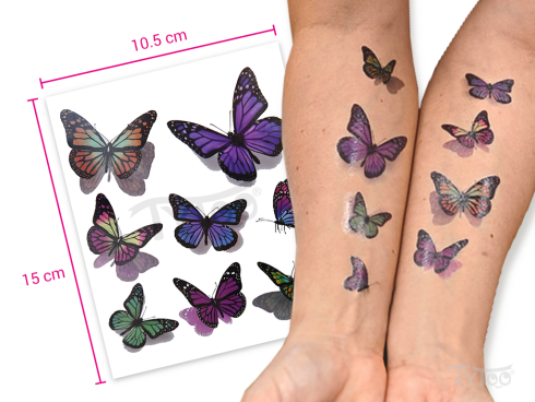 Lila és Zöld Pillangó Matrica Tetoválások