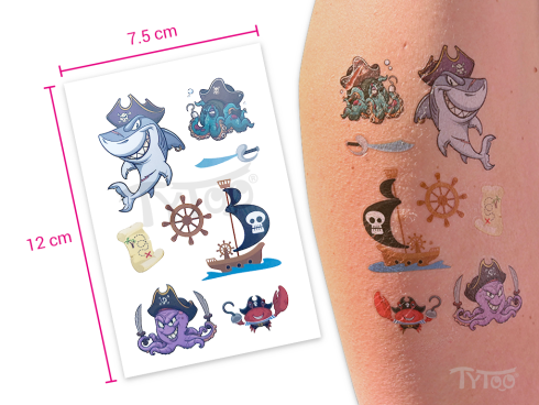 Kalóz Cápák Térképpel Matrica Tetoválások