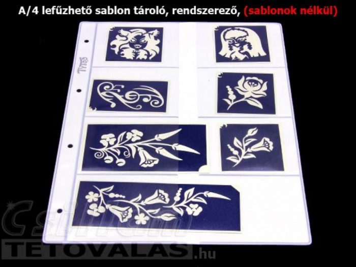 Fehér sablon tároló 8 x 2 zsebes Fehér, KÖZEPES