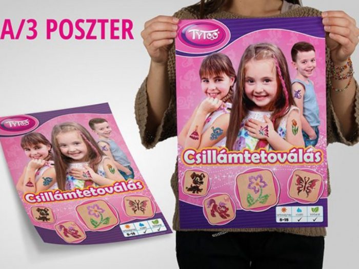 Csillámtetoválás poszter 1 A/3 Színes fóliázott